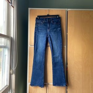 AEO flared x short blue jeans